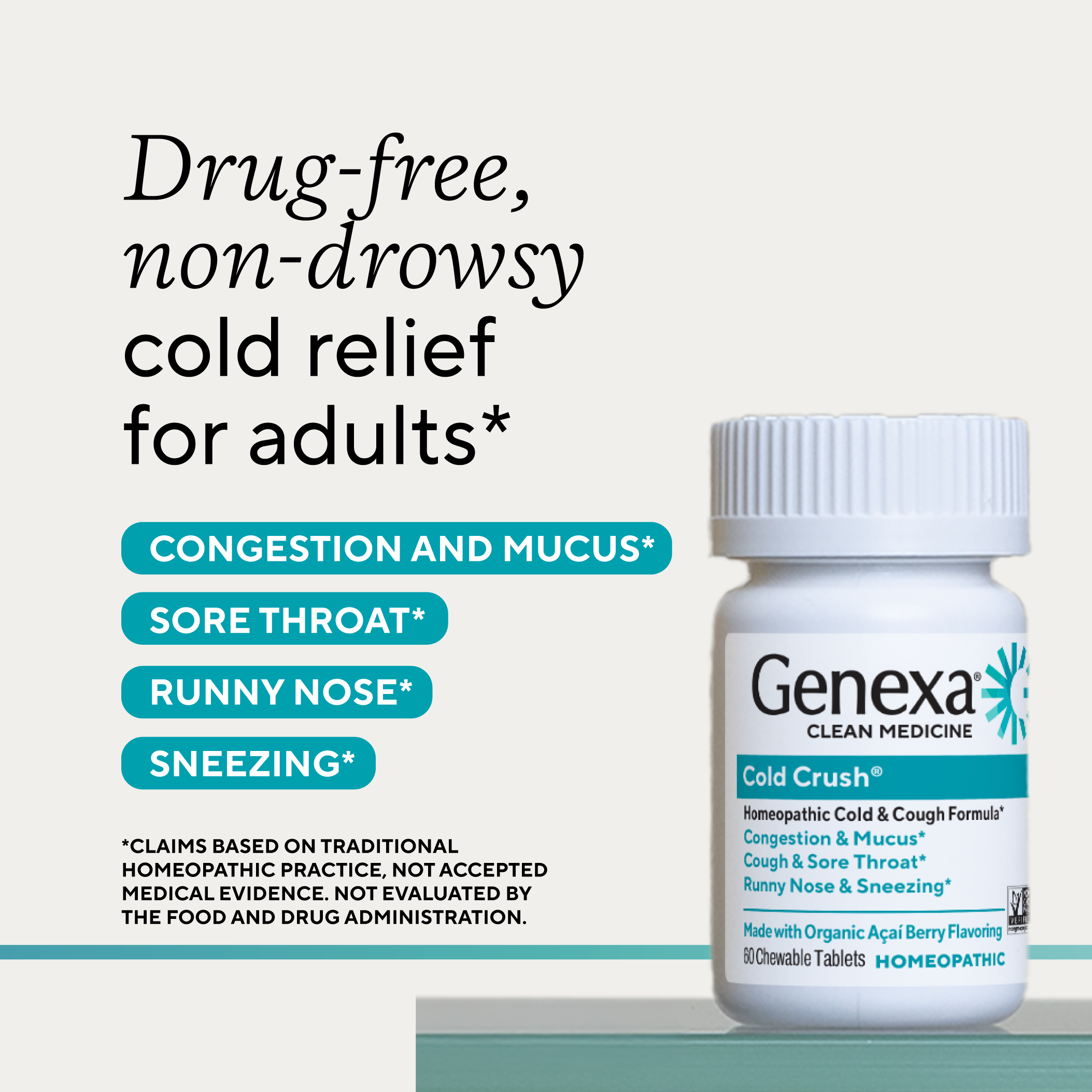 Cold Crush® Tablets for Cold and Cough - Clean Multi-Symptom