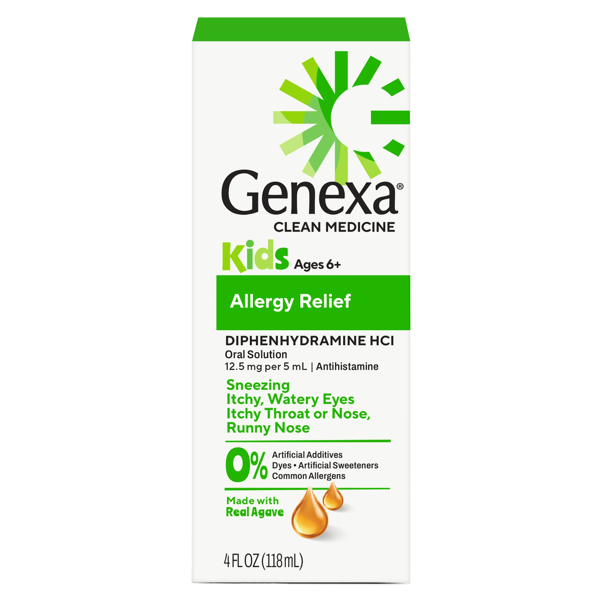 Genexa Kids Allergy Relief packaging on a white background