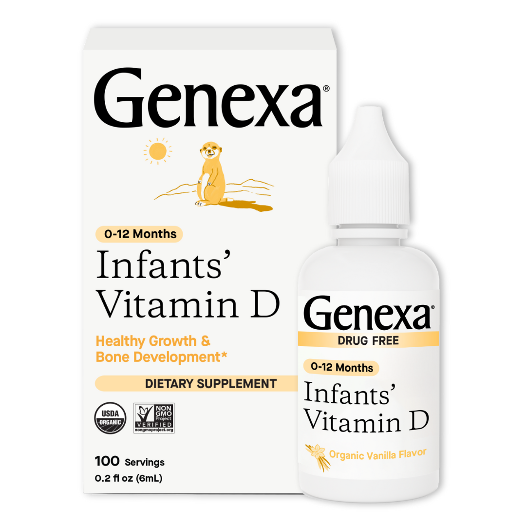 Genexa Infants' Vitamin D supplement packaging on a white background